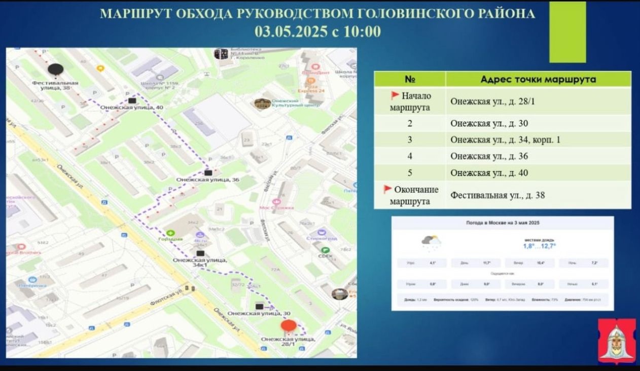 Анонс субботнего обхода руководством управы 03.05.2025